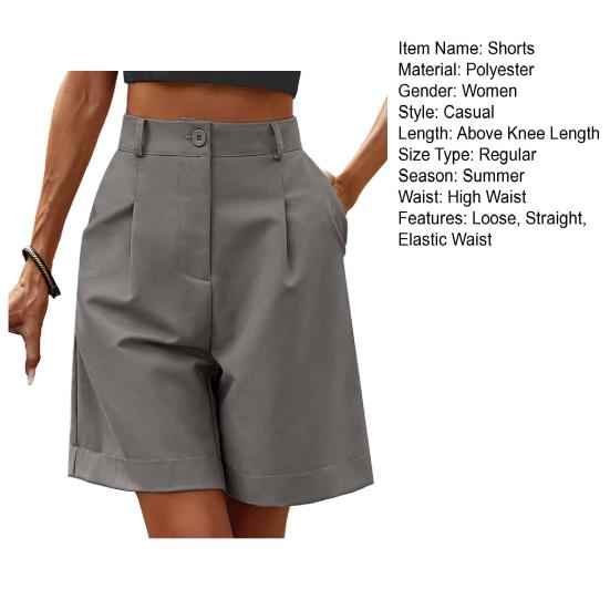 Женские шорты, эластичные, с высокой талией, со свободными боковыми карманами, прямые, длиной выше колена, мягкие, однотонные, дышащие