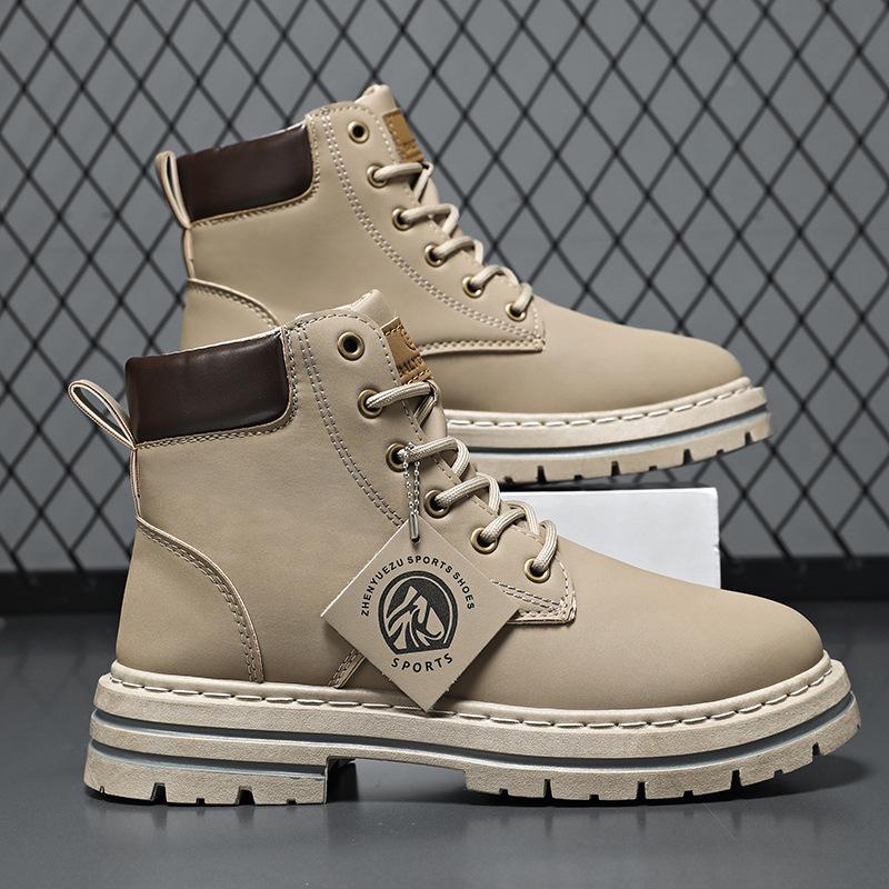 Ботинки Мартина Мужские 2024 Зимние Высокие Британский Стиль Ретро Желтые Ботинки Увеличивающие Рост Толстая Подошва Рабочие Ботинки