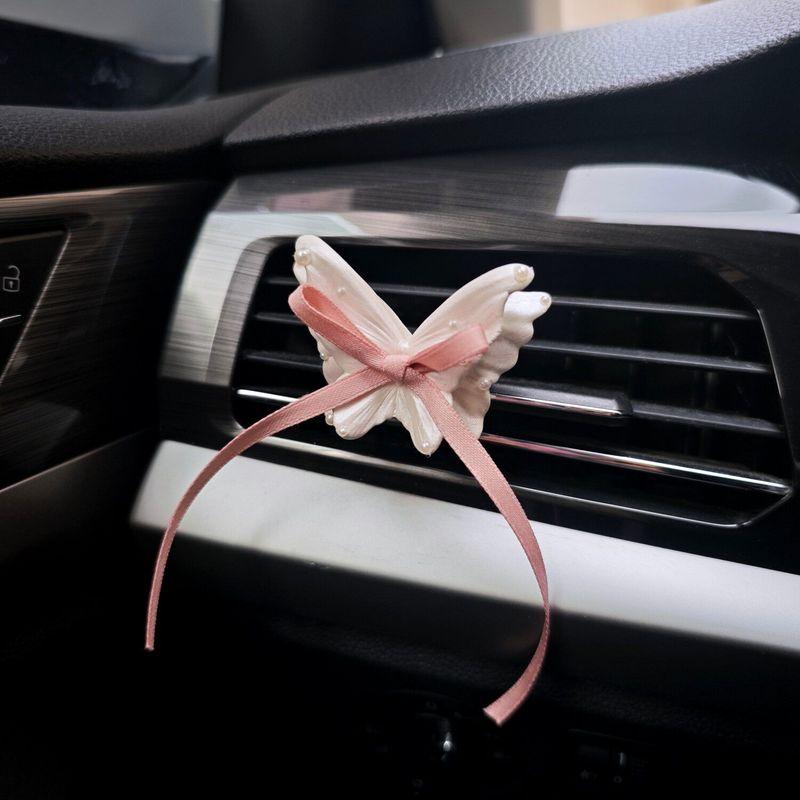 Diffusing Stone Rose Flower Car Fragrance Pendant Pearl Butterfly Air Vent Decoration Car Fragrance Ornament Gift