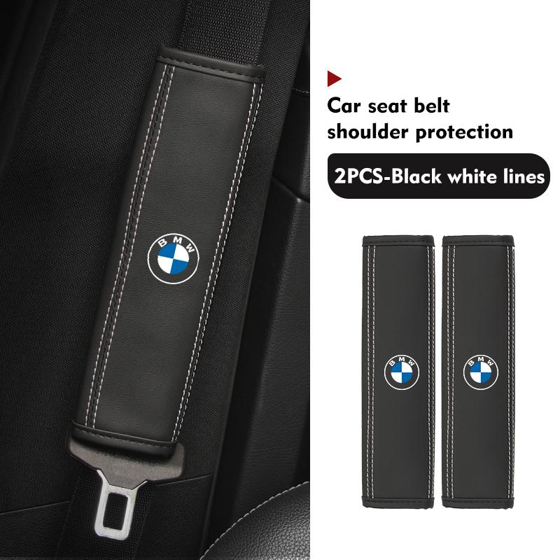 Leather Car Seat Belt Shoulder Cover Protection Accessories For BMW E90 E60 E46 E39 F30 F10 E87 X3 X4 X5 X1 G30 G20 VL4
