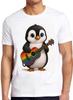 Baby Penguin Playing Guitar Gay Pride LGBT Rainbow Cool Gift Tee T Shirt 2621