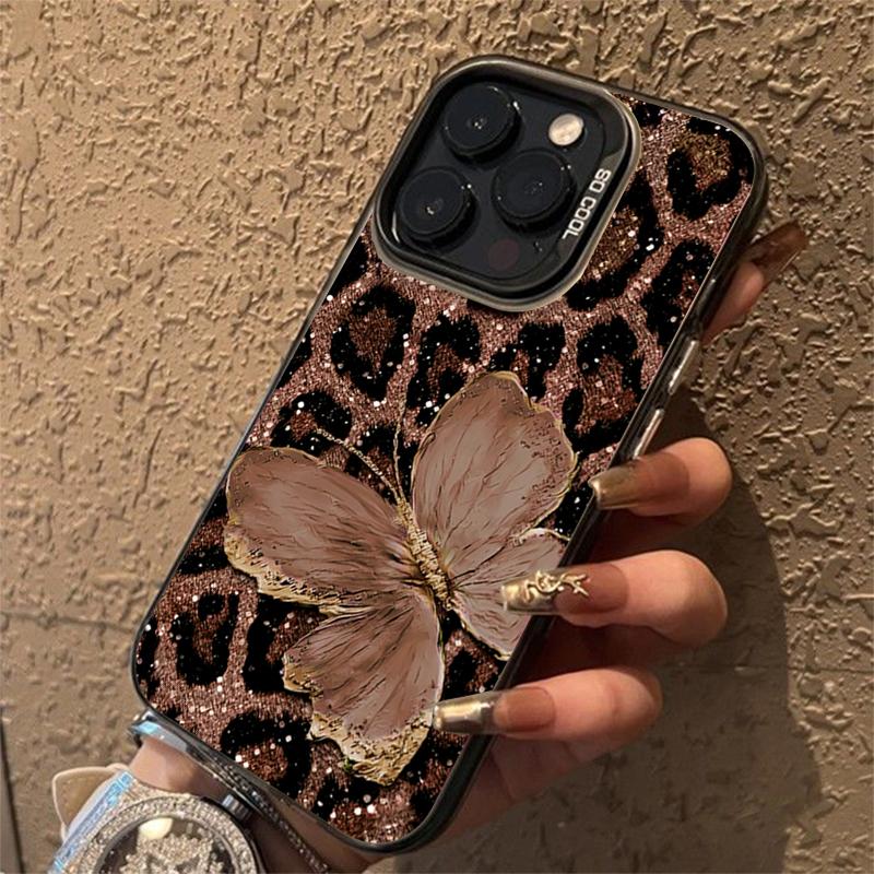 Luxury Butterfly Leopard Print Electroplate Phone Case For Xiaomi Redmi Note 14 13 12 11 10 Pro Plus 12S 11S Redmi 14C 13 Cover