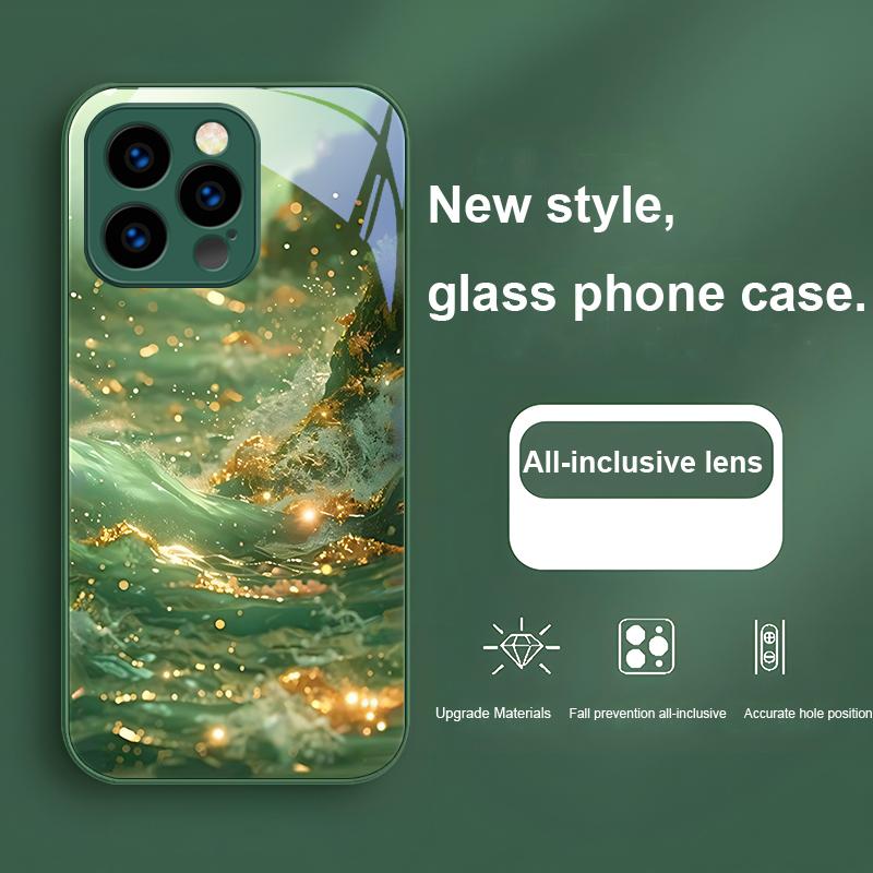 Красочные Волны Синие Для IPhone 16 Plus 15 14 13 12 Mini 11 Pro Max X XS XR 7 8 Plus 2022 Закаленное Стекло Чехол для Телефона