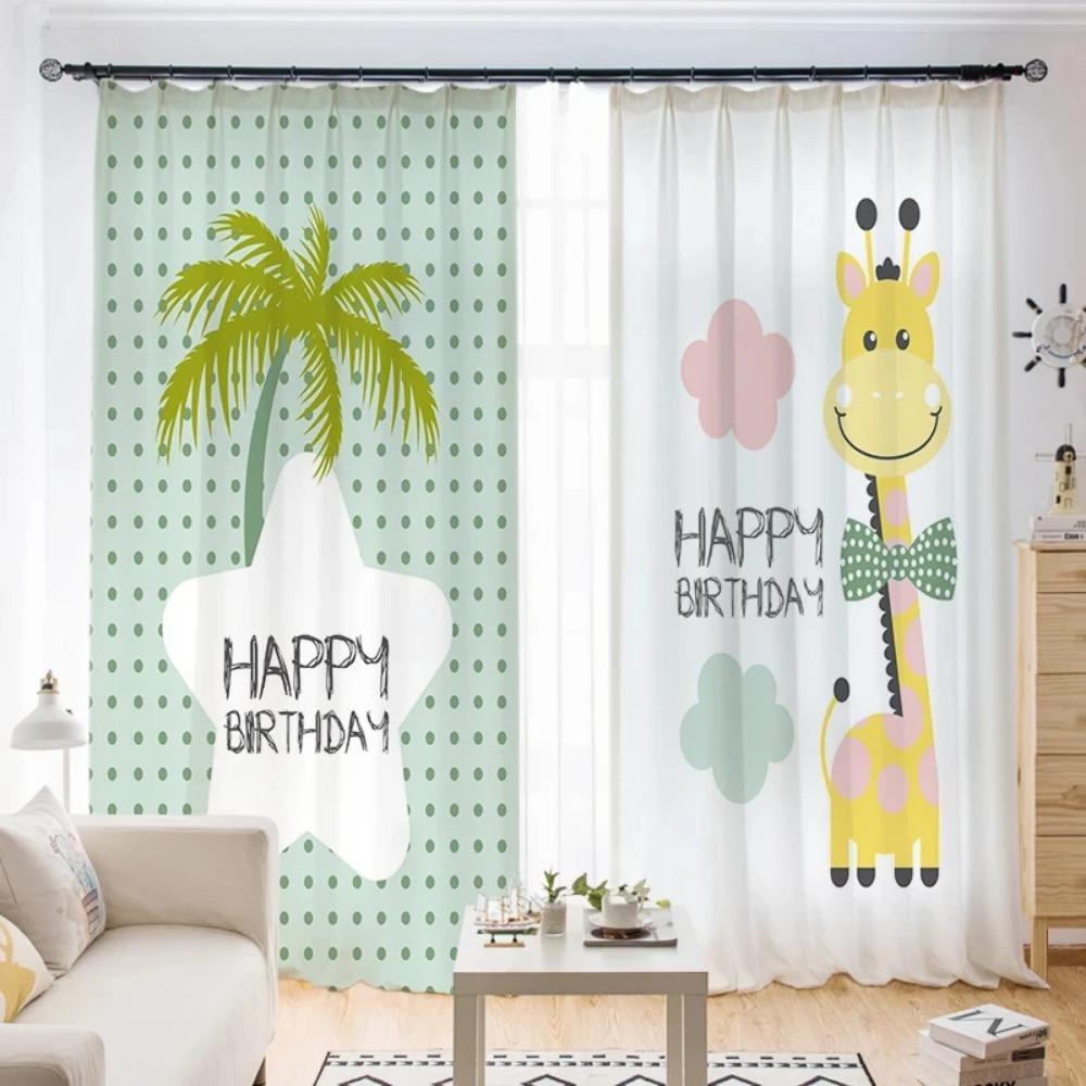 Детская спальня для девочек, высокие шторы с затемнением, розовые, в стиле принцессы, с рисунком из мультфильмов, милые, забавные, с рисунком животных, шторы, жалюзи, окна, новые, милые