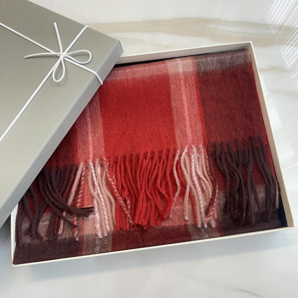 100% Wool Plaid Scarf for Women and Men - Warm, Stylish Gift for Winter