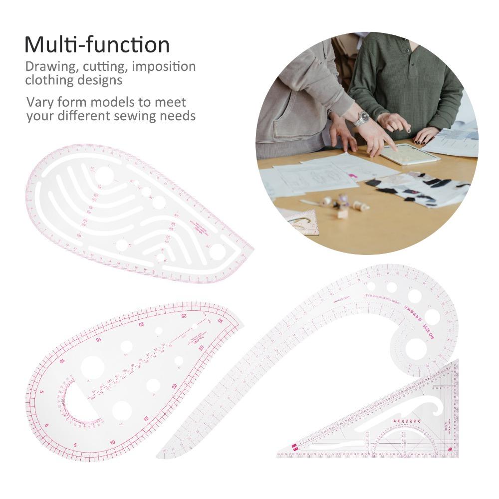 4Pcs Multi-Function Curve Ruler Set Shaped Design Pattern Making Ruler Sewing Ruler Kit For Tailors