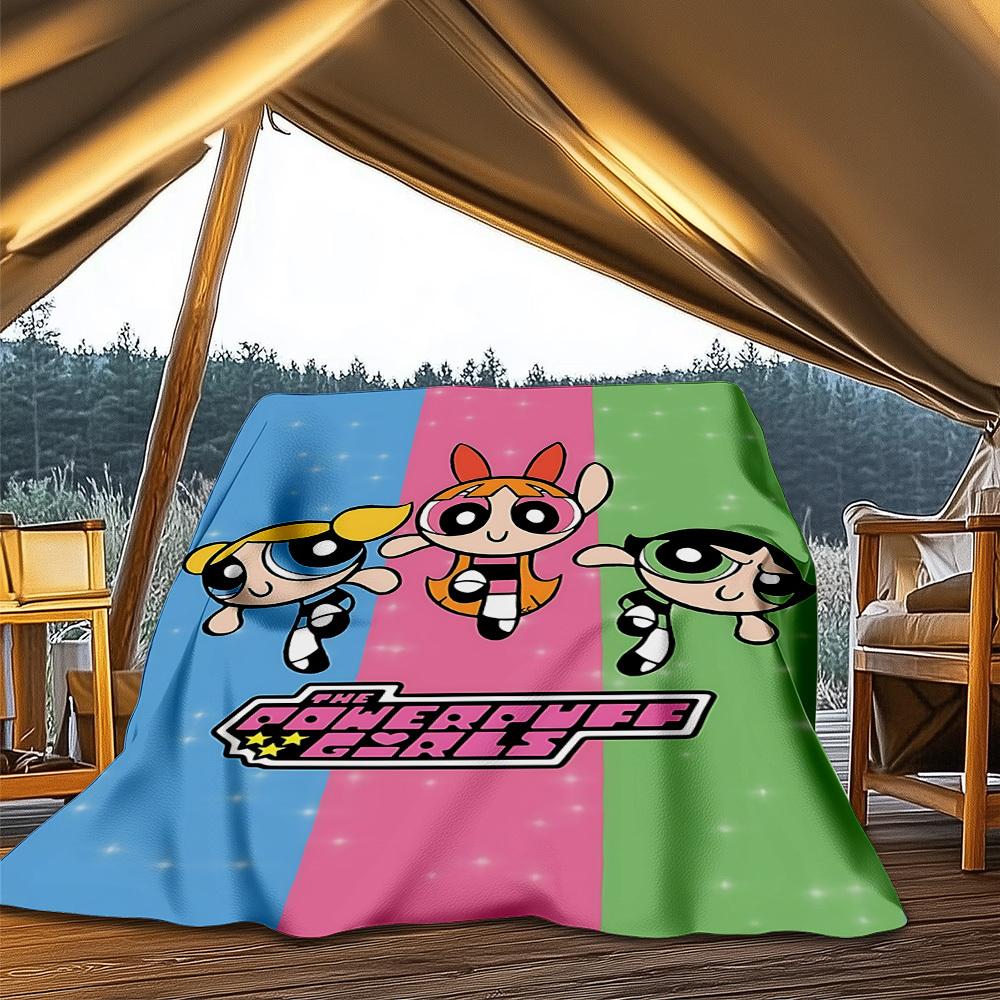 1pc Powerpuff Girls Outdoor Flannel Throw Blanket Soft, Lightweight & Warm