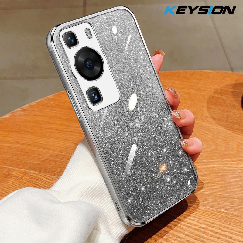 KEYSION Роскошный блестящий чехол с покрытием для Huawei P60 Pro, прозрачный мягкий ТПУ, ударопрочная задняя крышка для Huawei P60 Pro