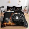 3D Cool Motorcycle Duvet Cover Set Transportation Pattern King Size Polyester Comforter Cover for Kids Teens Adults Bedding Set