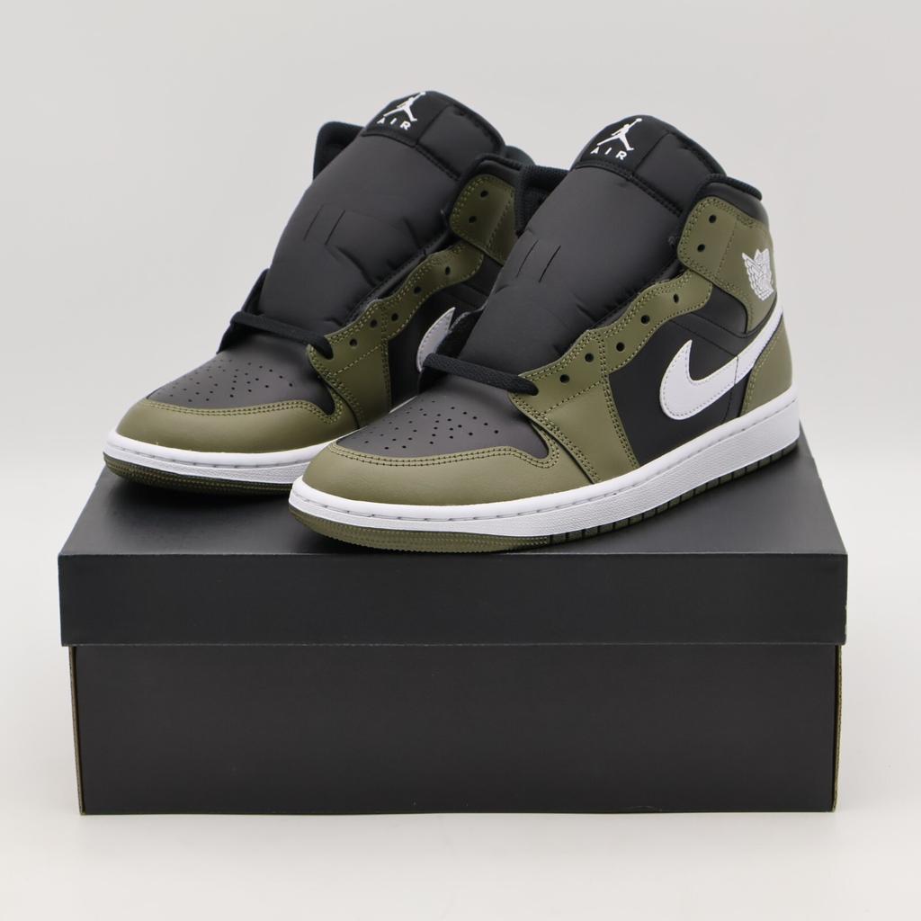 DQ8426-092 Nike Air Jordan 1 Mid Черный Средне-Оливковый Парусный Белый (Мужской)