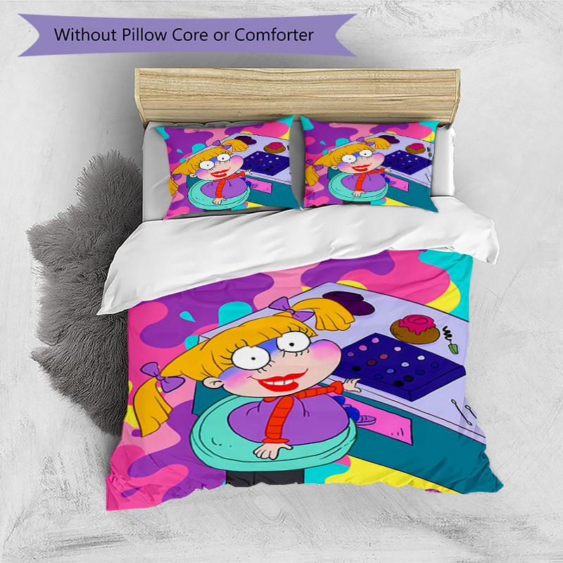 3pcs Rugrats pattern bedding set duvet cover set includes duvet cover &pillowcases, perfect all season bedroom decoration & gift