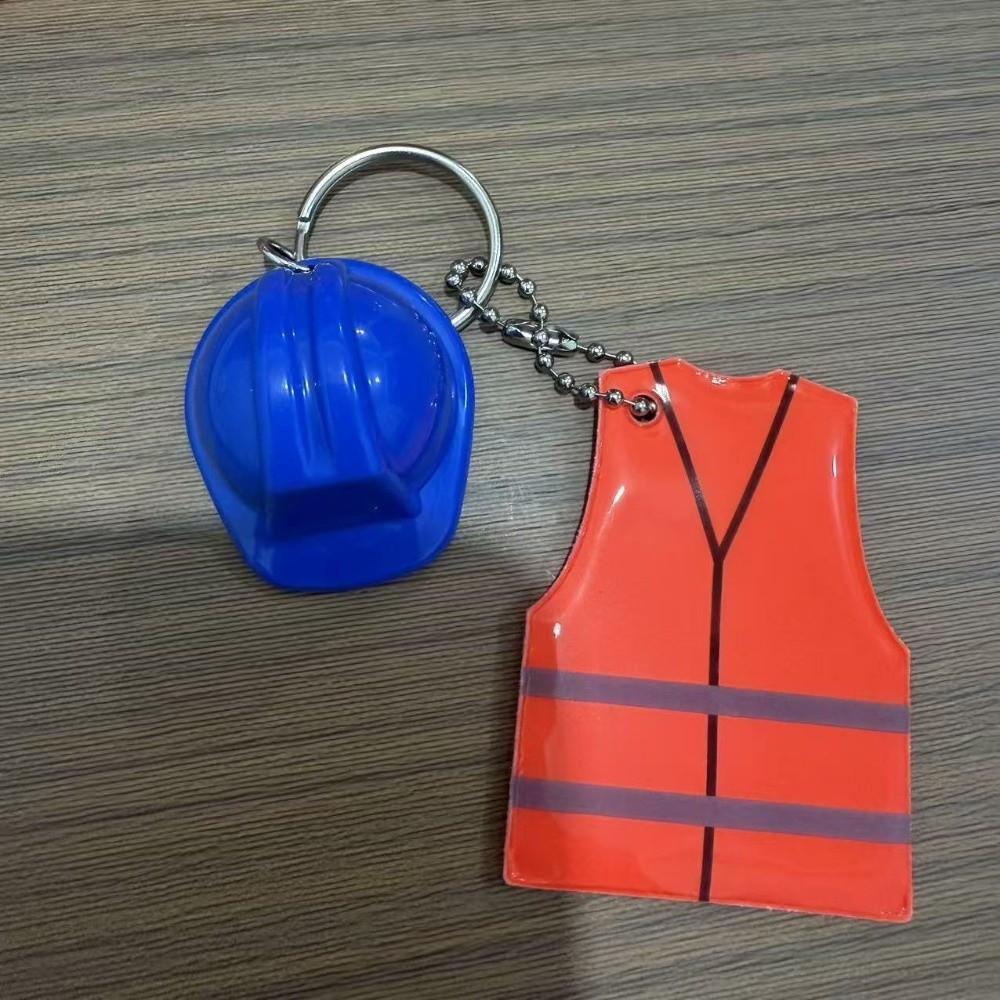 Safety Helmet Shape Reflective Keychain Reflective Design Vest Shaped Keychain  Night Travel