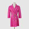 Womens 3/4 Sleeve Blazer Dress Solid Color V Neck Mid Waist Mini