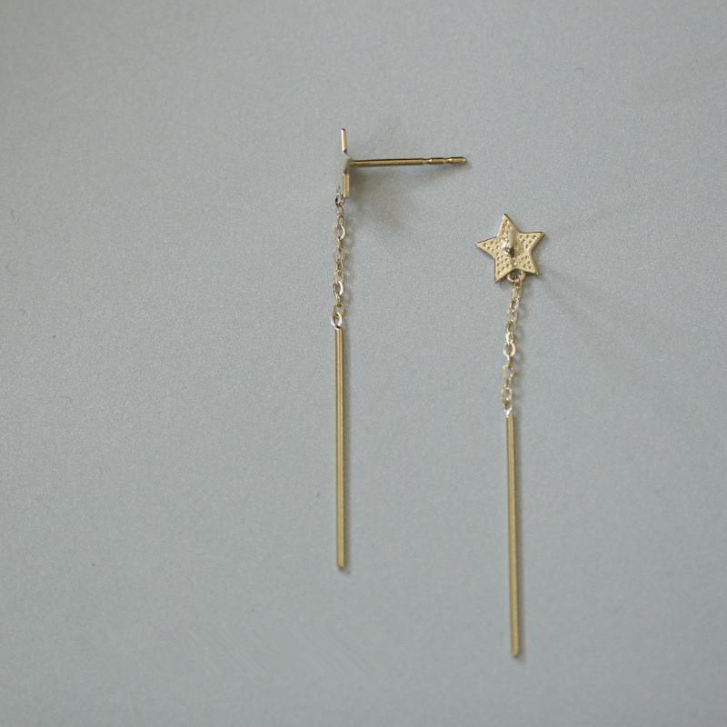 Женские серьги с блестящими звездами и кисточками из стерлингового серебра 925 пробы, длинные серьги с позолотой 14 карат, модные вечерние ювелирные аксессуары, подарки