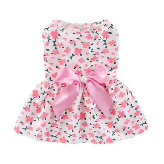 Princess Pet Dress with Bowknot Cute Puppy Cat Skirt Soft Comfortable Chihuahua Clothes for Wedding Party Daily Wear Holidays Special Occasions
