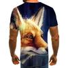 Весна Лето Мужская Женская Футболка с Принтом Акварельный Кот Искусство 3D Футболка Рубашки Большого Размера