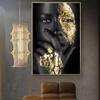 African Art Black and Gold Female Oil Paintings Posters and Prints Scandinavian Wall Art Pictures Living Room
