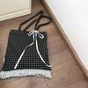 Large Capacity Ruffle Lace Canvas Bag Polka Dot Plaid Shoulder Bag Bow Shoulder Bag  Shopping