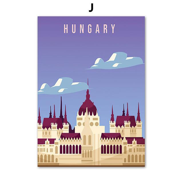 Германия Исландия Франция Япония город настенная живопись холст живопись мультфильм путешествия плакат и принт настенные панно для декора гостиной