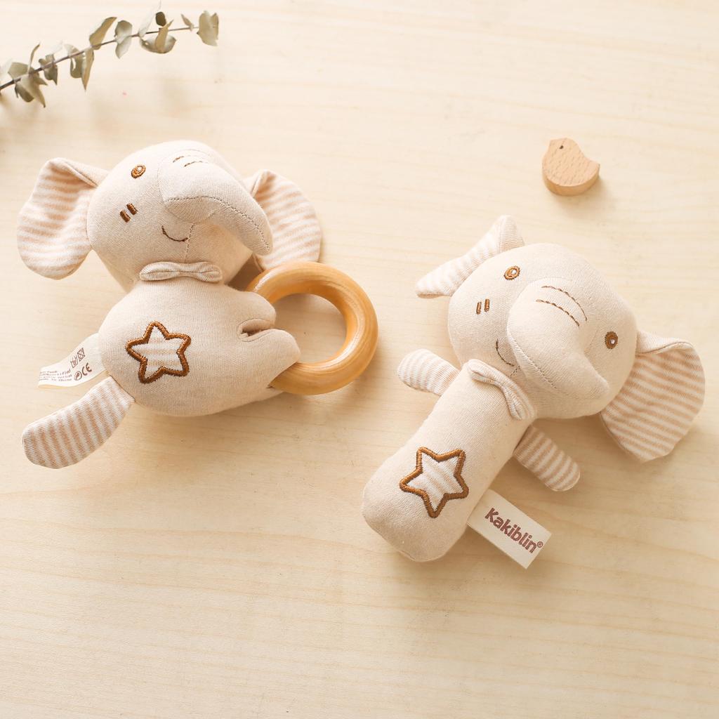 Кольцо Promise Babe, погремушка, игрушка-слон, слоненок, тканевая игрушка, органический хлопок, детский подарок, развивающая игрушка, подарок для новорожденных детей