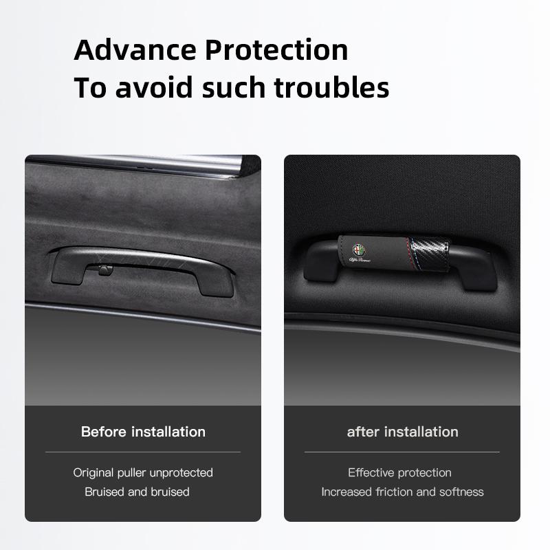 yngc9 For Alfa Romeo 4C 159 166 Spider Giulia Car Door Handle Gloves Handle Protection Cover Leather Handlebar Grip Cover Accessories