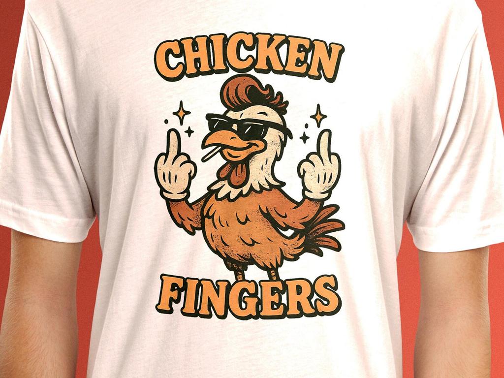 Funny Chicken Fingers T-Shirt: Retro Cartoon Bird with Attitude