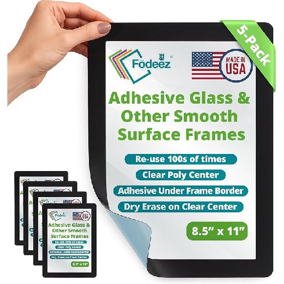 8.5x11 Self Adhesive Peel & Stick Document Holder for Glass & Smooth Surfaces - Reble Protector & Holder for Sign, Photo & Menu, Dry Erase, Non