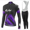 Womens Cycling Jersey Set Breathable Quick-Dry Long Sleeve Bike Outfit Striped Design