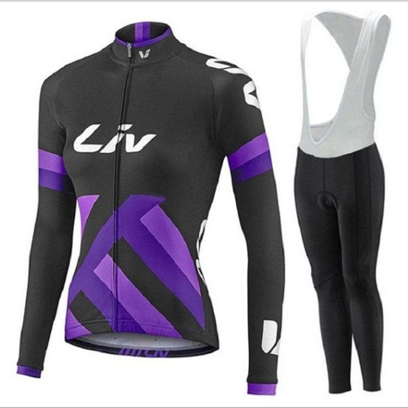 Womens Cycling Jersey Set Breathable Quick-Dry Long Sleeve Bike Outfit Striped Design