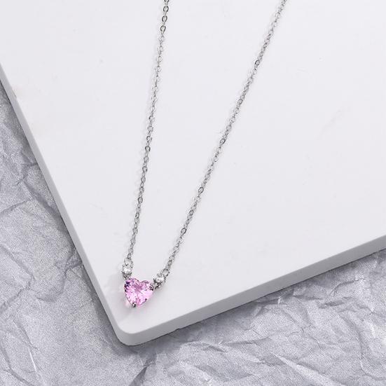 Women Necklace Elegant Temperament Hypoallergenic Gift Fashion Jewelry Shiny Faux Crystal Heart Pendant Ladies Clavicle Necklace for Dating