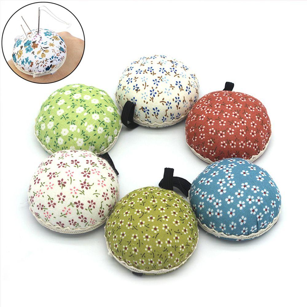 1Pc HOT Ball-Shaped Home Supplies Button Storage Needle Holder Wrist Strap Sewing Pin Cushion Floral