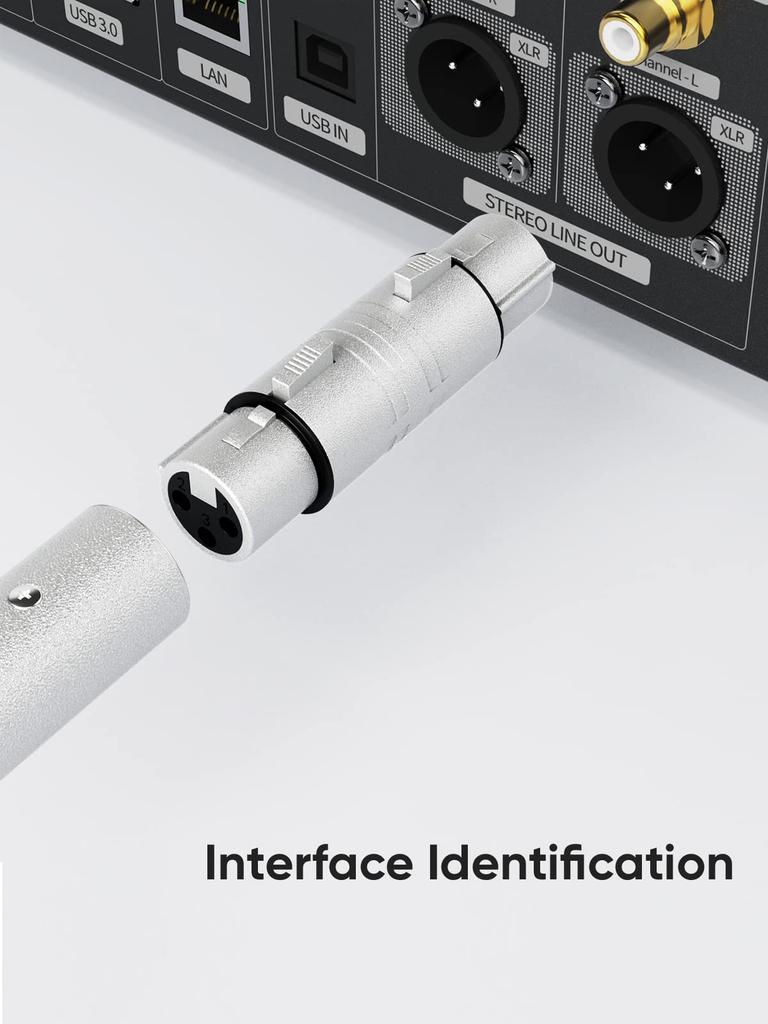 Набор CableCreation XLR XLR Разъем Canon Преобразователь XLR Стерео Мини-разъем Совместимый с микрофоном Микшер Серебряный XLR, [1 шт. в наличии] Папа-Папа &