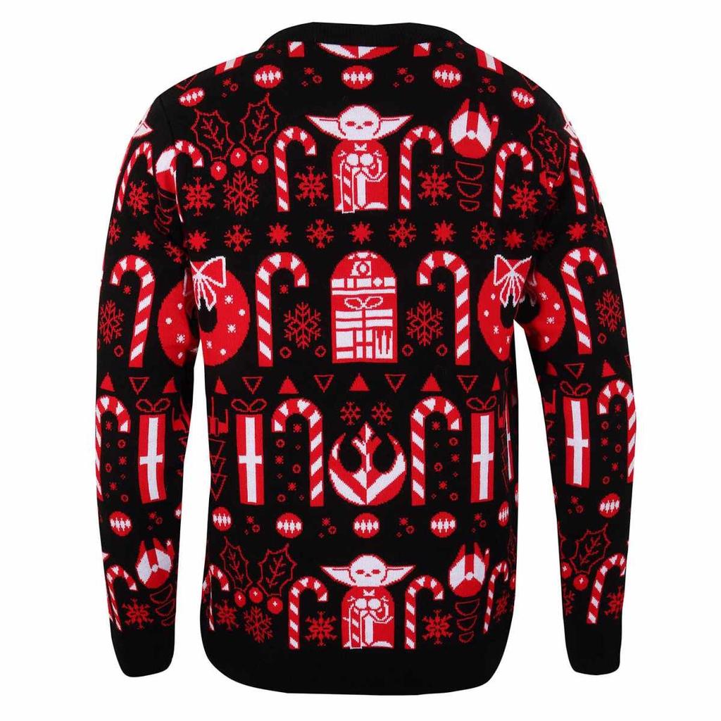 Star Wars: The Mandalorian Unisex Adult Candy Cane Knitted Jumper