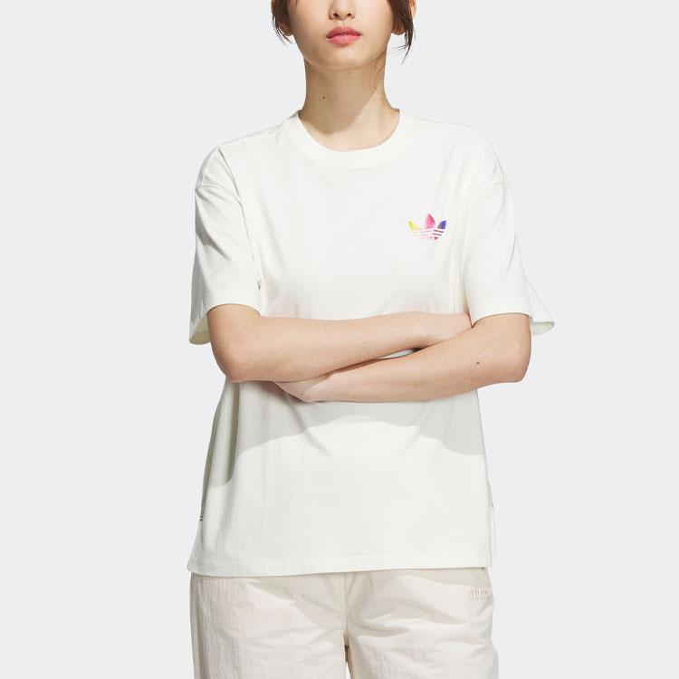 Adidas Женские футболки с короткими рукавами и логотипом Originals Trefoil, белые IK8628