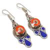 Lapis Lazuli, Coral Gemstone Handmade Jewelry Earring 2.36" N3h66