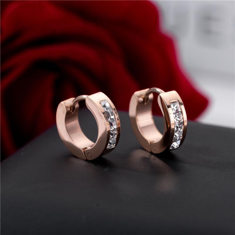 Rose Gold Geometric Titanium Steel Earrings for Women - Stylish, Simple Designs