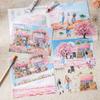 Mr. Paper,Sweet Landscape Stickers Pack of 10 Large Size Holiday Seaside Cherry Blossom Decorative Stickers for Handbooks Gifts