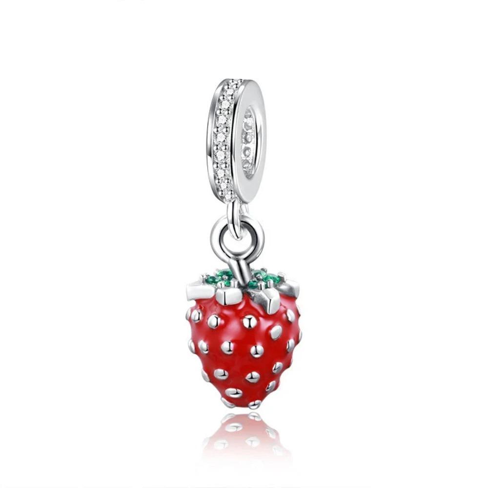 925 Silver Colorful Fruit Birthday Cake Milk Burger Chili Pendant Bead for DIY Women Bracelet Jewelry
