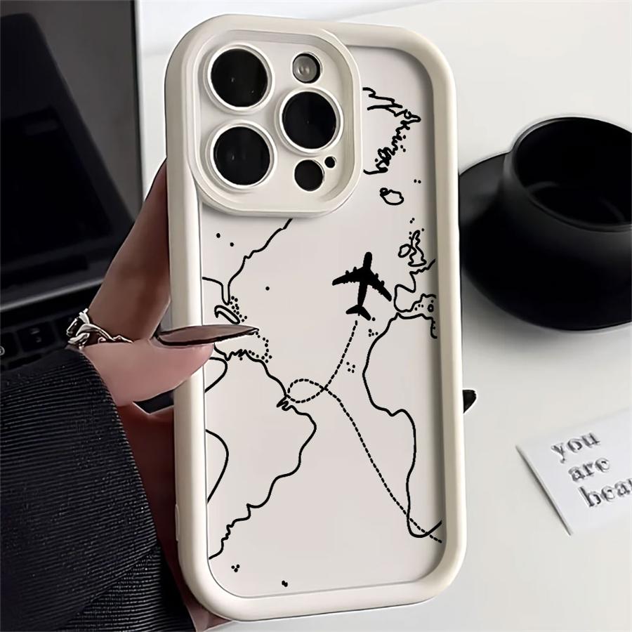 Чехол для телефона iPhone 13 12 11 Pro Max XS Max 16e XR 17 Air 15 16 14 Plus Мягкий корпус Маршрут самолета