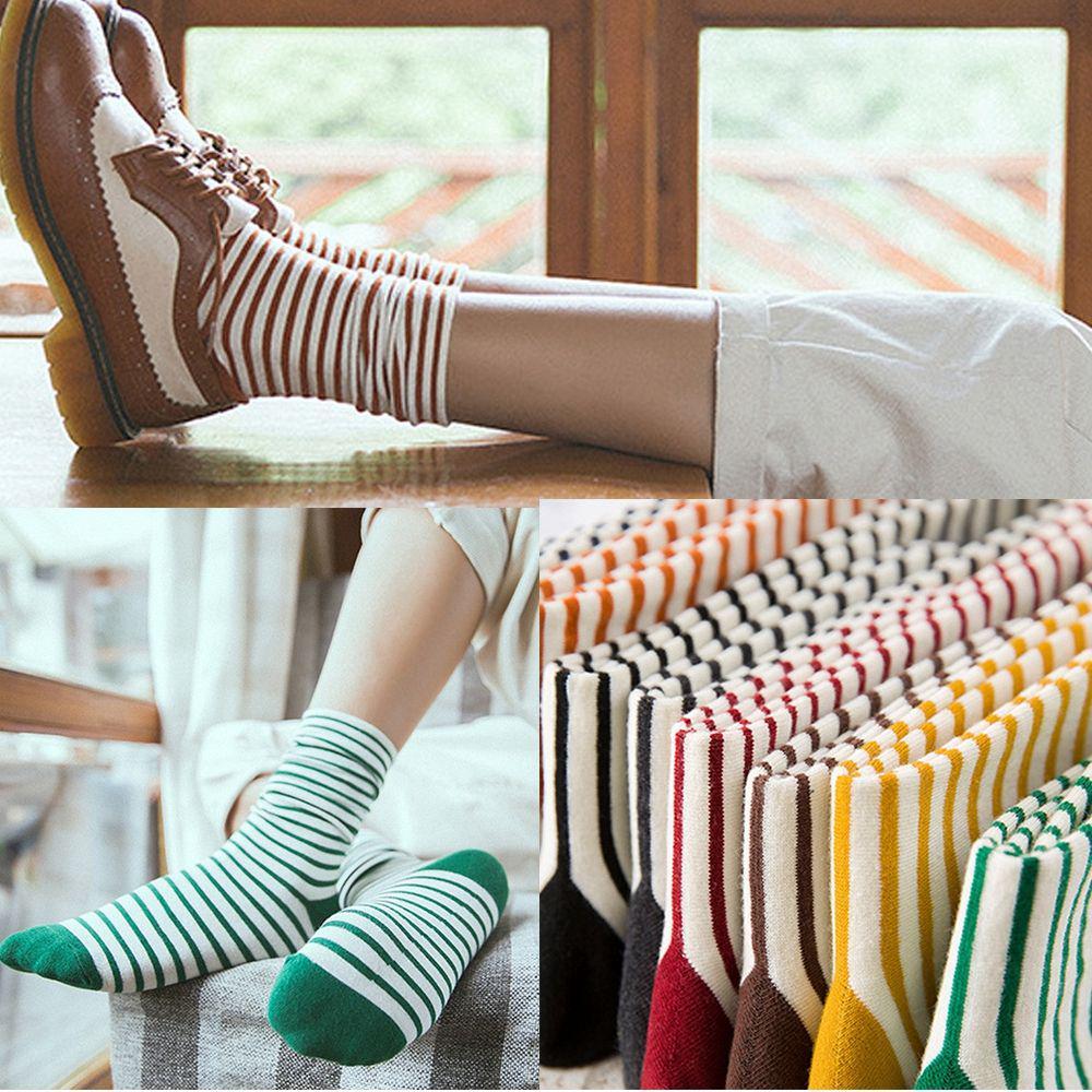 Gifts Winter Warm Ankle Cotton Striped Socks Knit Elastic Hosiery