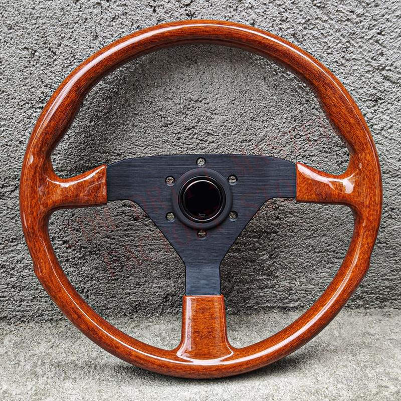 JDM Montecarlo Vintage Wood Style Steering Wheel 14inch Universal ABS White Sim Racing Steering Wheel Auto Accessories