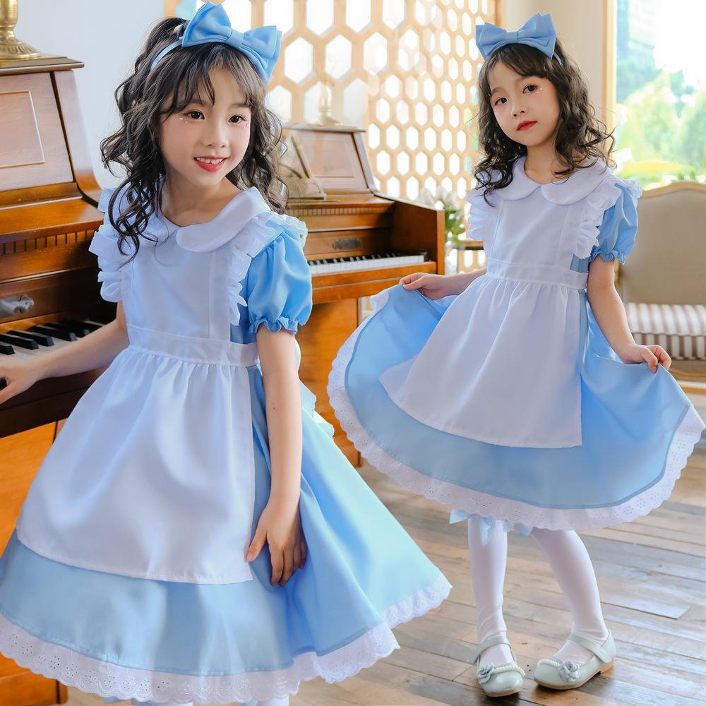 Amazon Alice Kids Show Dress Maid Dress Halloween Girl Dress Princess Lolita Dress cos