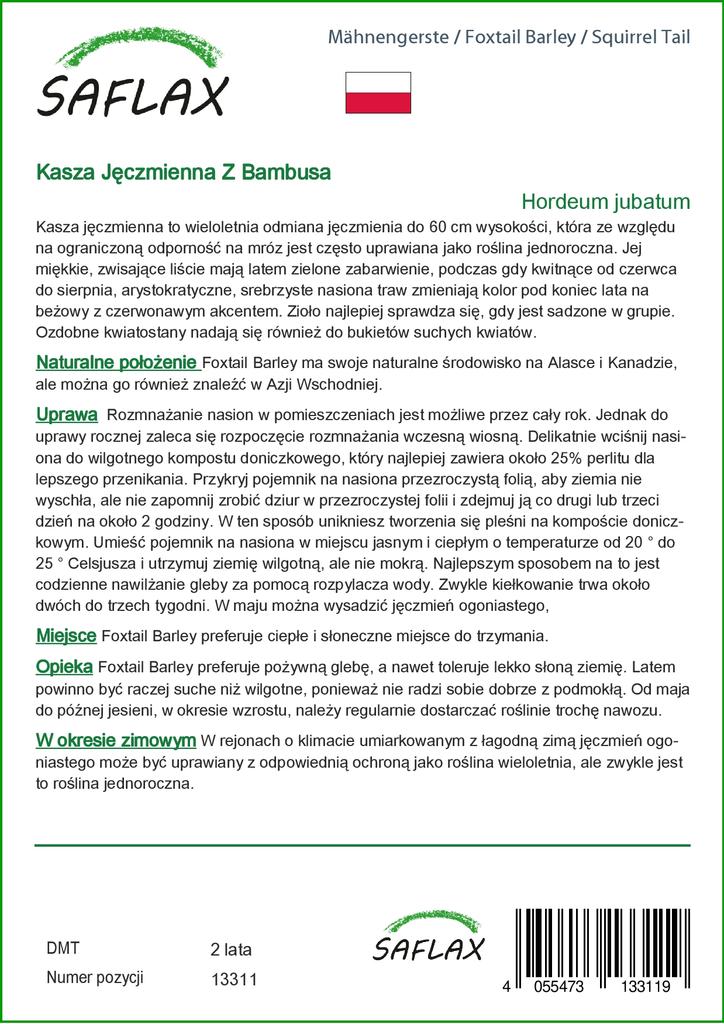 SAFLAX Лисохвост Ячмень / Беличий Хвост - 70 семян - Hordeum jubatum