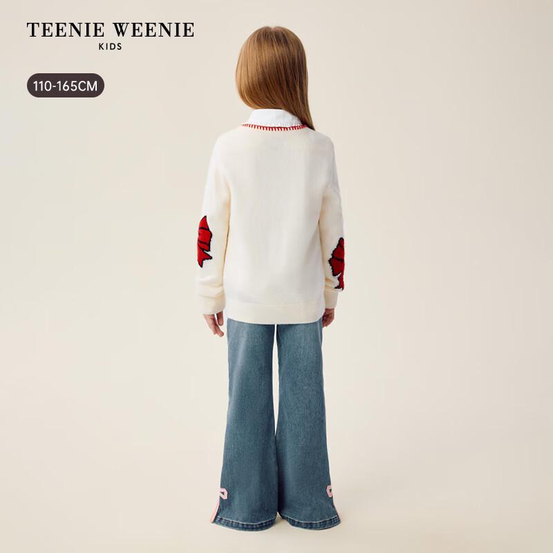 Teenie Weenie Детский кардиган-свитер для девочки с жаккардовым узором и бантом