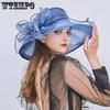 Flower Wide Brim Vintage Lady Tea Party Summer Beach Sun Hats Solid Color Breathable Mesh Elegant Large Hats