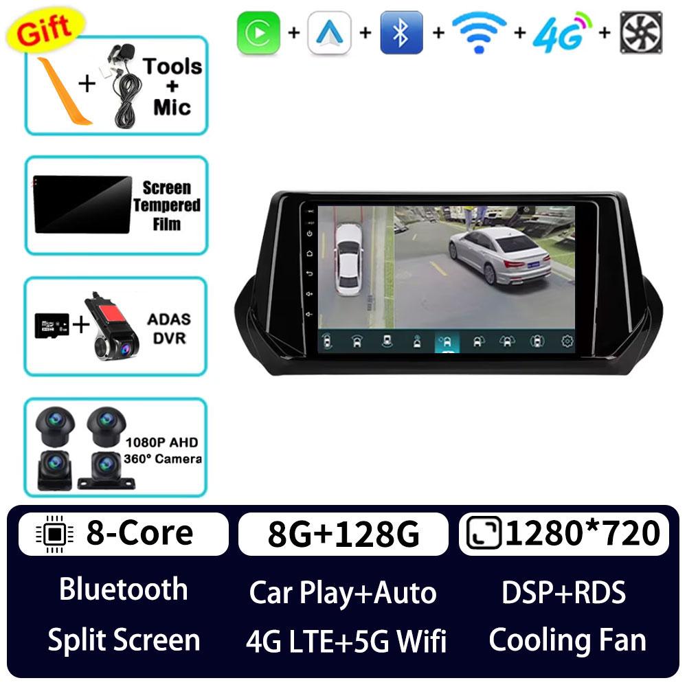 Android 16 Беспроводной Carplay для Peugeot 2008 208 2019 2020 2021 2022 Автомагнитола Мультимедийный плеер Видео GPS Навигация 4G BT