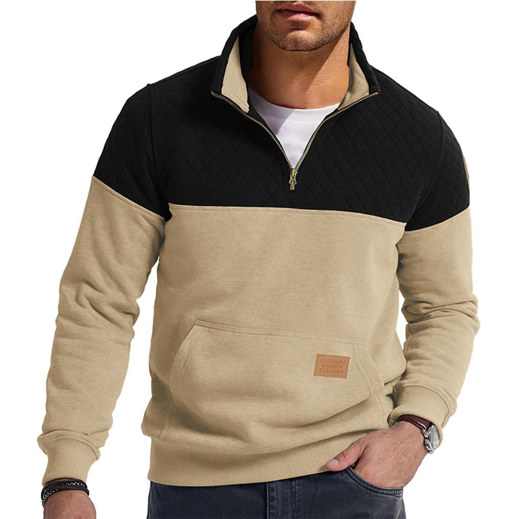 Men's Pullover Long Sleeved Stand Up Collar Sweatshirt Casual Collar Base Shirt