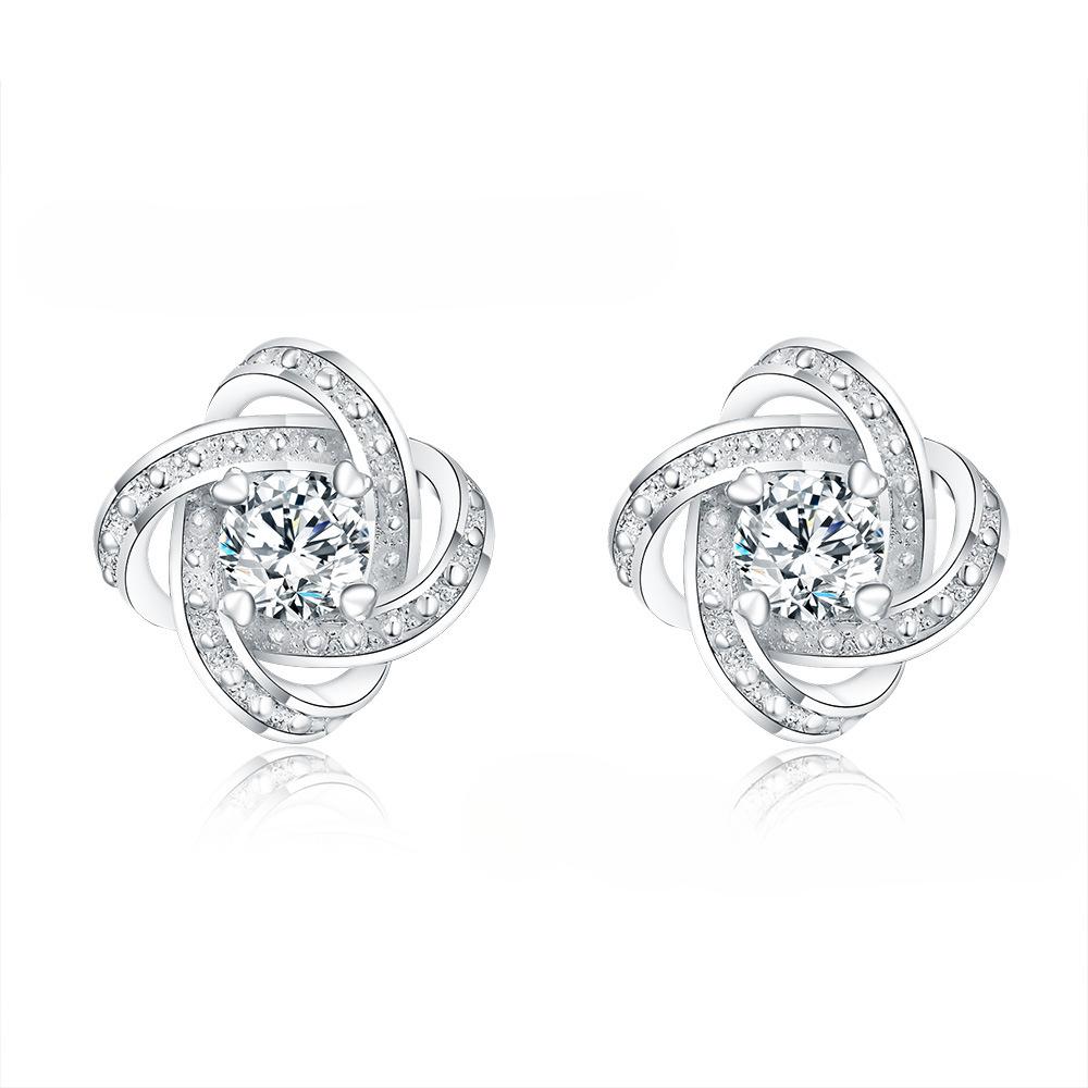 Silver Plated Earrings S925 Silver Earrings Zircon Ball Women's Earrings Charm Jewelry Wedding