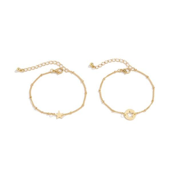 Новые женские браслеты креативные бабочки звезды полые двойной браслет хип-хоп металл медь часть Европа Америка ювелирные изделия