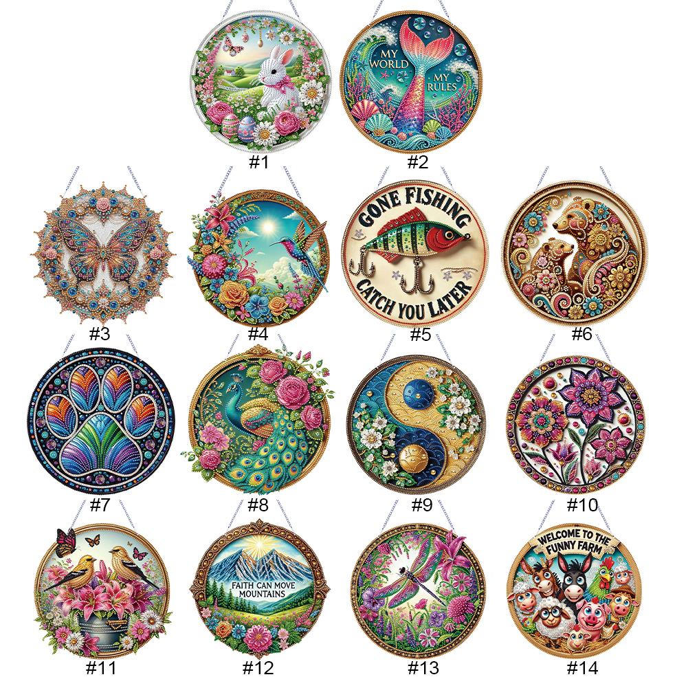 Diamond Painting Home Decor Double-Sided Printing 5D DIY Diamond Painting Dots Pendant Rhinestone Diamond Art Window Pendants